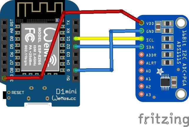 emocional espacio Indulgente ADS1115 analog-to-digital converter and ESP8266 - esp8266 learning